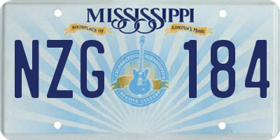 MS license plate NZG184