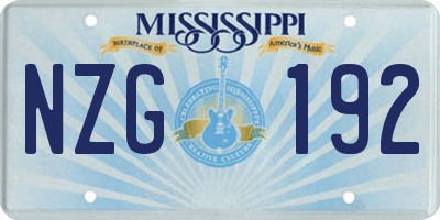 MS license plate NZG192