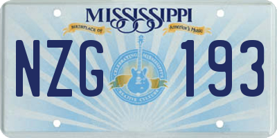 MS license plate NZG193