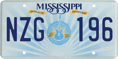 MS license plate NZG196