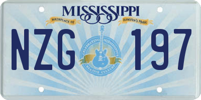 MS license plate NZG197
