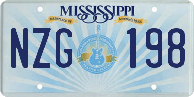 MS license plate NZG198