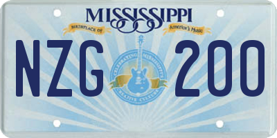 MS license plate NZG200