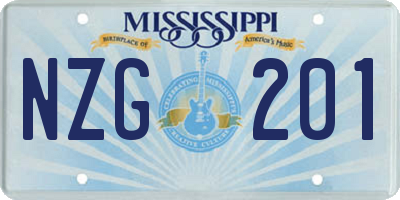 MS license plate NZG201