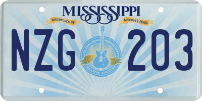 MS license plate NZG203