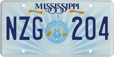 MS license plate NZG204