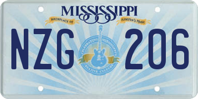 MS license plate NZG206