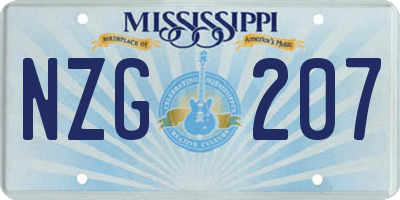 MS license plate NZG207
