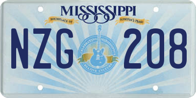 MS license plate NZG208