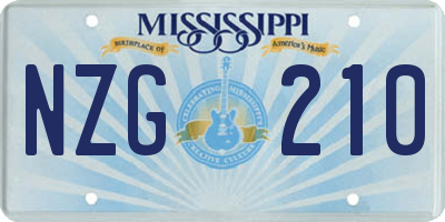 MS license plate NZG210