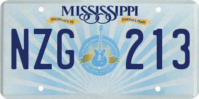 MS license plate NZG213