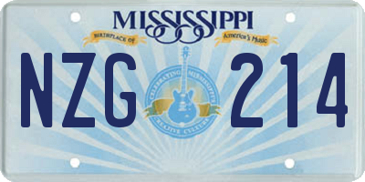 MS license plate NZG214