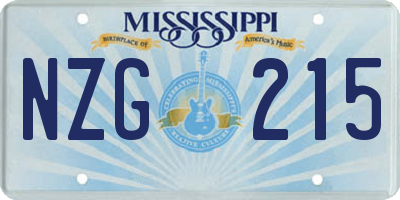 MS license plate NZG215
