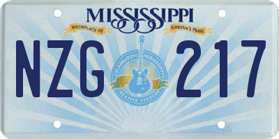 MS license plate NZG217
