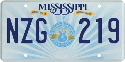 MS license plate NZG219
