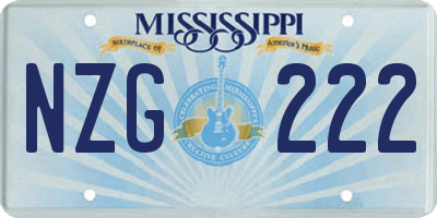 MS license plate NZG222