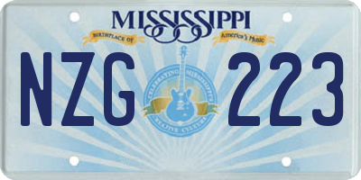 MS license plate NZG223