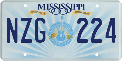 MS license plate NZG224