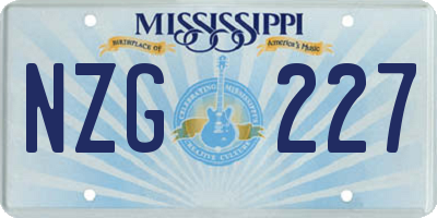MS license plate NZG227