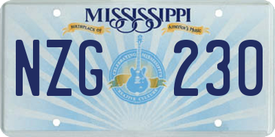 MS license plate NZG230