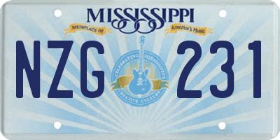 MS license plate NZG231