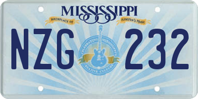 MS license plate NZG232