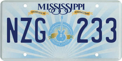 MS license plate NZG233