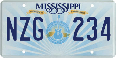MS license plate NZG234