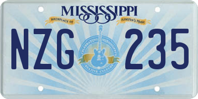 MS license plate NZG235