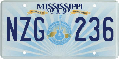 MS license plate NZG236