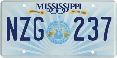 MS license plate NZG237