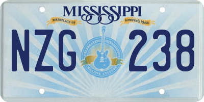 MS license plate NZG238