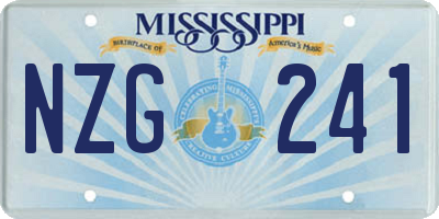 MS license plate NZG241
