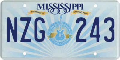 MS license plate NZG243