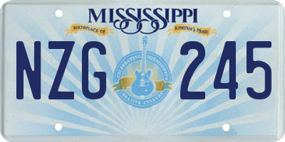 MS license plate NZG245