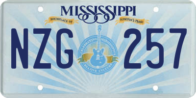 MS license plate NZG257