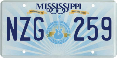 MS license plate NZG259