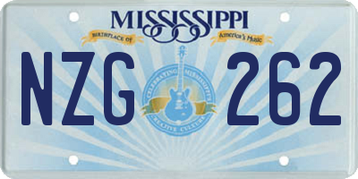 MS license plate NZG262