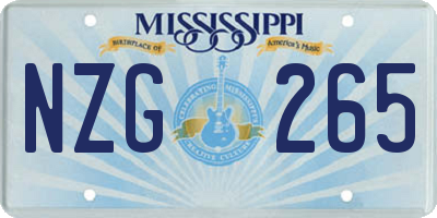 MS license plate NZG265
