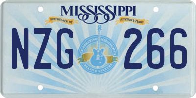 MS license plate NZG266