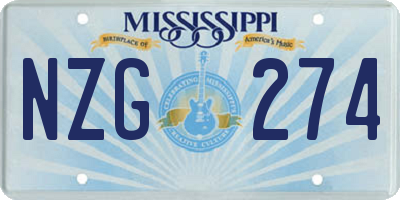 MS license plate NZG274