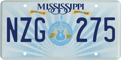 MS license plate NZG275