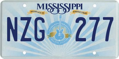 MS license plate NZG277