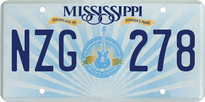 MS license plate NZG278