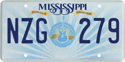 MS license plate NZG279