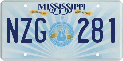 MS license plate NZG281