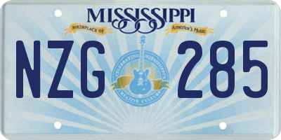 MS license plate NZG285
