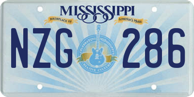 MS license plate NZG286