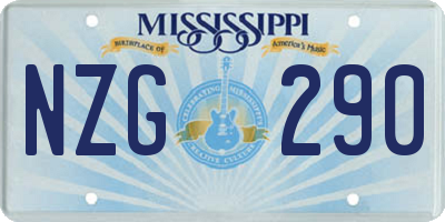 MS license plate NZG290