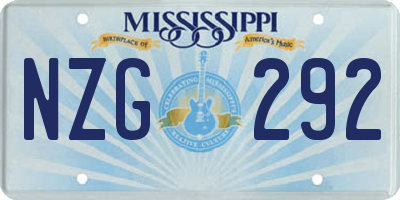 MS license plate NZG292